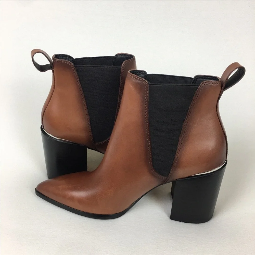 Steve Madden Knoxi brown Leather western Bootie chunky heel women 8 new no box - Picture 5 of 8